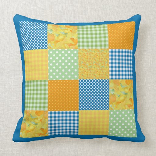 Countrystyle Fauxpatchwork Pillow Daffodils Throw Pillow Zazzle