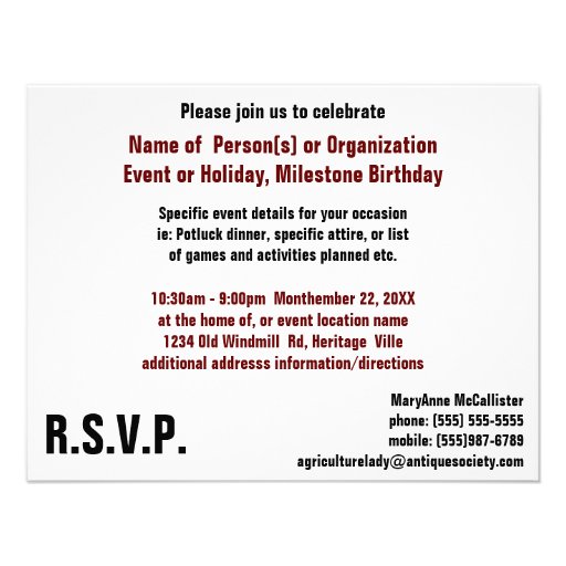 Country Style Get Together Personalized Invites
