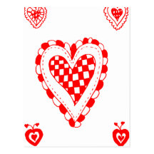 Country style heart, small heart corners design postcard