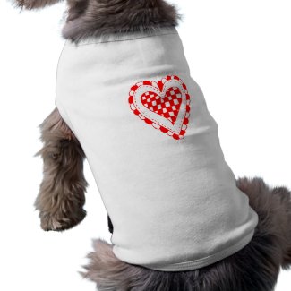 Country Style Red heart frilly edges design petshirt