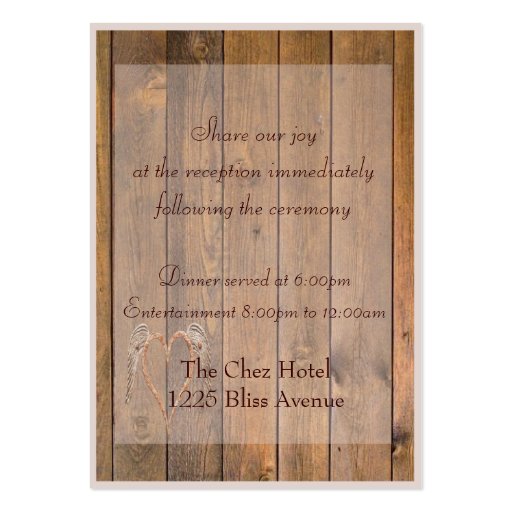 Country Style Rustic Angel Wings Wedding Business Card (back side)