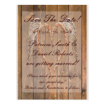 Country Style Rustic Angel Wings Wedding Post Cards