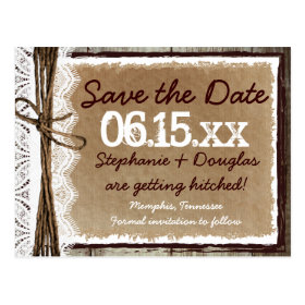 Country Style Rustic Save the Date Postcards