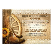 country style rustic wood anniversary invitations