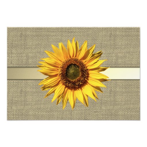 Country Sunflower and Burlap Look Response Personalized Invitations