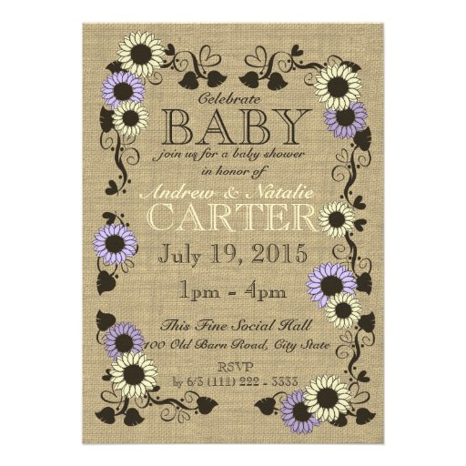 Country Sunflower Baby Shower Announcements