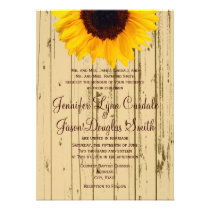 Country Sunflower Barn Rustic Wedding Invitations