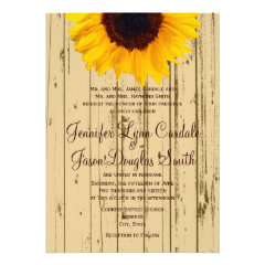 Country Sunflower Barn Rustic Wedding Invitations