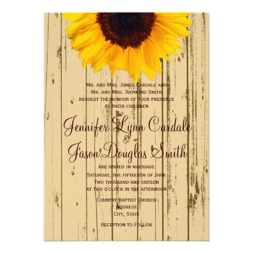 Country Sunflower Barn Rustic Wedding Invitations 4 5 X 6 25