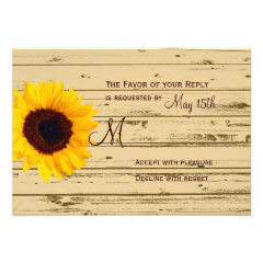 Country Sunflower Barn Rustic Wedding RSVP Cards