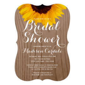 Country Sunflower Barn Wood Bridal Shower Invites