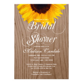 Country Sunflower Barn Wood Bridal Shower Invites Personalized Invite