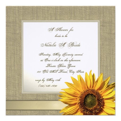 Country Sunflower Bridal Shower Personalized Invites