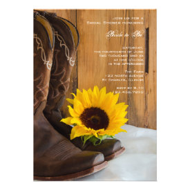 Country Sunflower Bridal Shower Invitation Announcements
