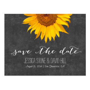 Country Sunflower Chalkboard Wedding Save the Date Postcard