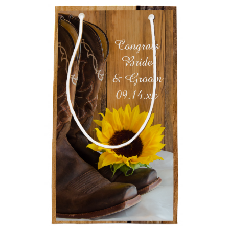 Country Sunflower Congratulations Wedding Gift Bag Small Gift Bag