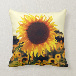 Country Sunflower Field Nature Throw Pillow