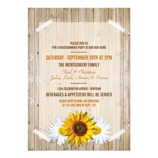Country Sunflower Housewarming Party Invitation