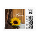 Country Sunflower Love Wedding Postage Stamp