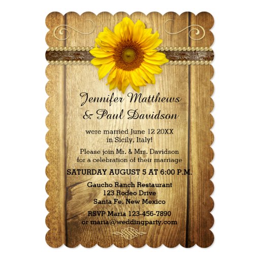 Country Sunflower Post Wedding Party Invitation Card