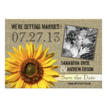 Country Sunflower Save the Date Custom Invitations