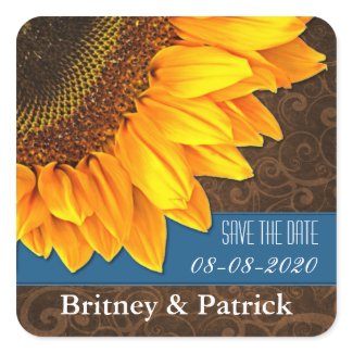 Country Sunflower Save the Date Wedding Stickers sticker