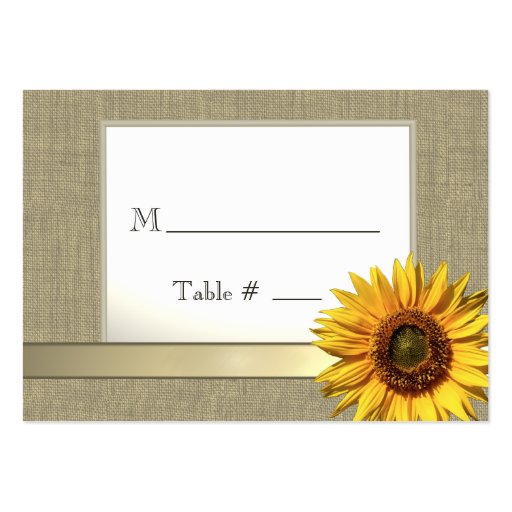 Country Sunflower Seating Cards Business Card Template (front side)