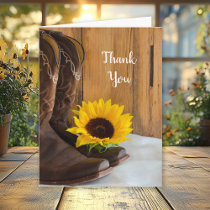 Country Sunflower Thank You Note Card