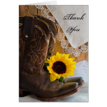 Country Sunflower Thank You Note Card