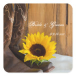 Country Sunflower Wedding Envelope Seals Stickers