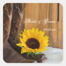 Country Sunflower Wedding Envelope Seals Stickers
