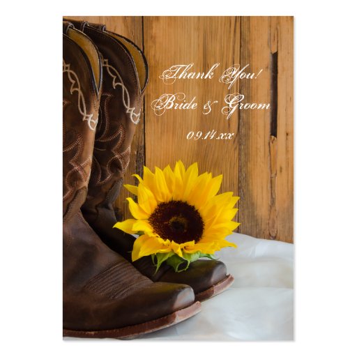 Country Sunflower Wedding Favor Tags Business Card (front side)