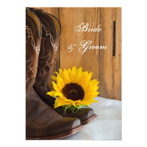 Country Sunflower Wedding Flat Notes Personalized Invitation