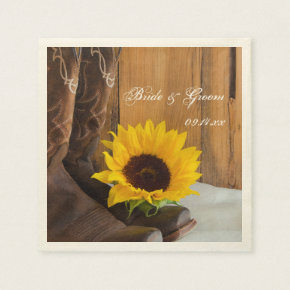 Country Sunflower Wedding Paper Napkins