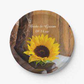 Country Sunflower Wedding Paper Plates 7 Inch Paper Plate