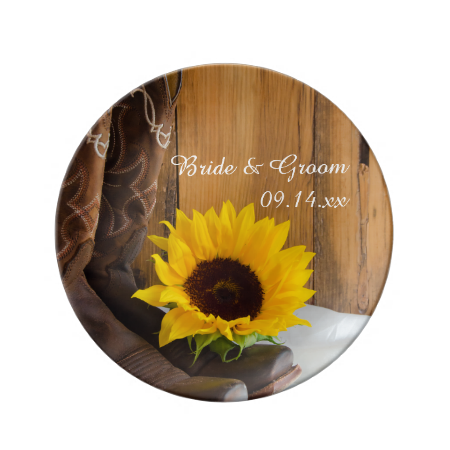 Country Sunflower Wedding Porcelain Plate