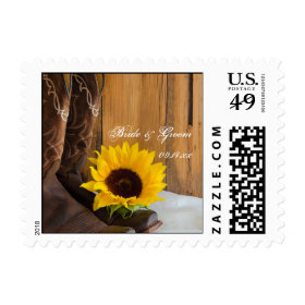 Country Sunflower Wedding Postage Stamp