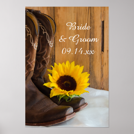 Country Sunflower Wedding Poster Print Print