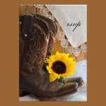 Country Sunflower Wedding Response Card invitations