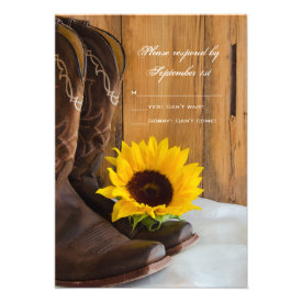 Country Sunflower Wedding Response Card Invite