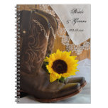 Country Sunflower Wedding Spiral Notebook