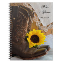 Country Sunflower Wedding Spiral Notebook