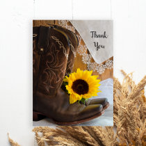 Country Sunflower Wedding Thank You Postcard