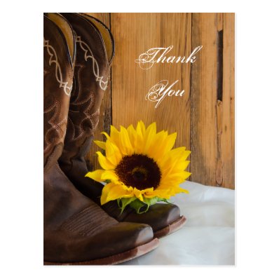 Country Sunflower Wedding Thank You Postcard