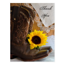 Country Sunflower Wedding Thank You Postcard