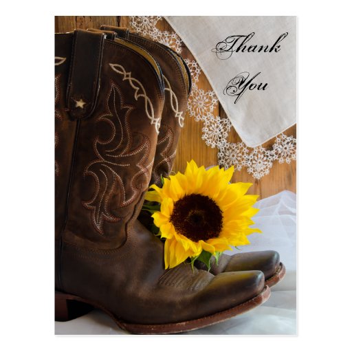 Country Sunflower Wedding Thank You Postcard