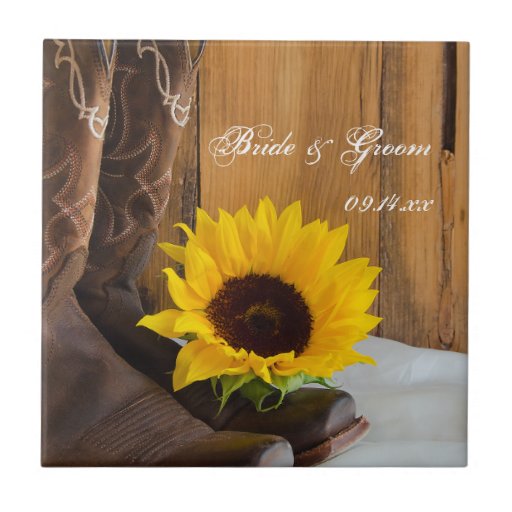 Country Sunflower Wedding Tile