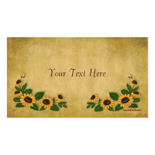 Country Sunflowers Business Card (back side)