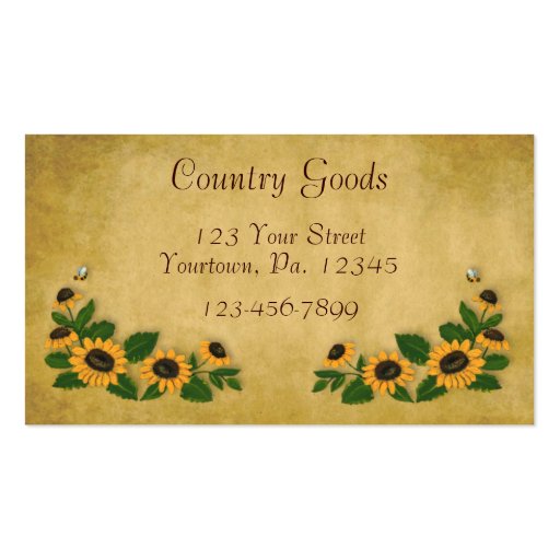 Country Sunflowers Business Card (front side)
