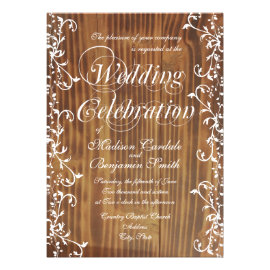 Country Swirl Rustic Wood Wedding Invitations